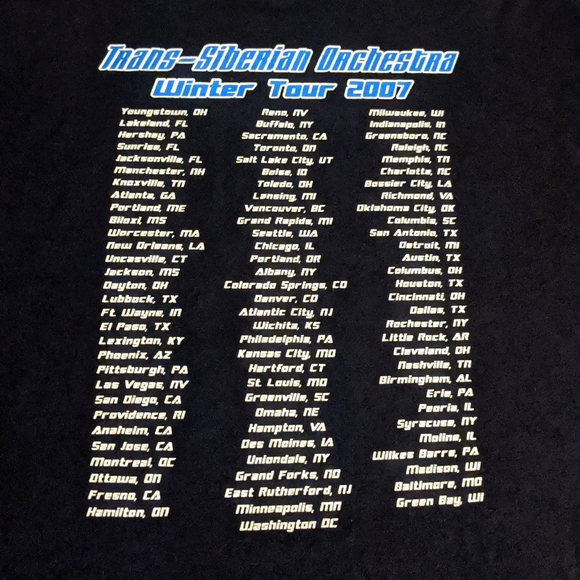 Trans-Siberian Orchestra Winter Tour 2007 Shirt - Picture 4 of 4